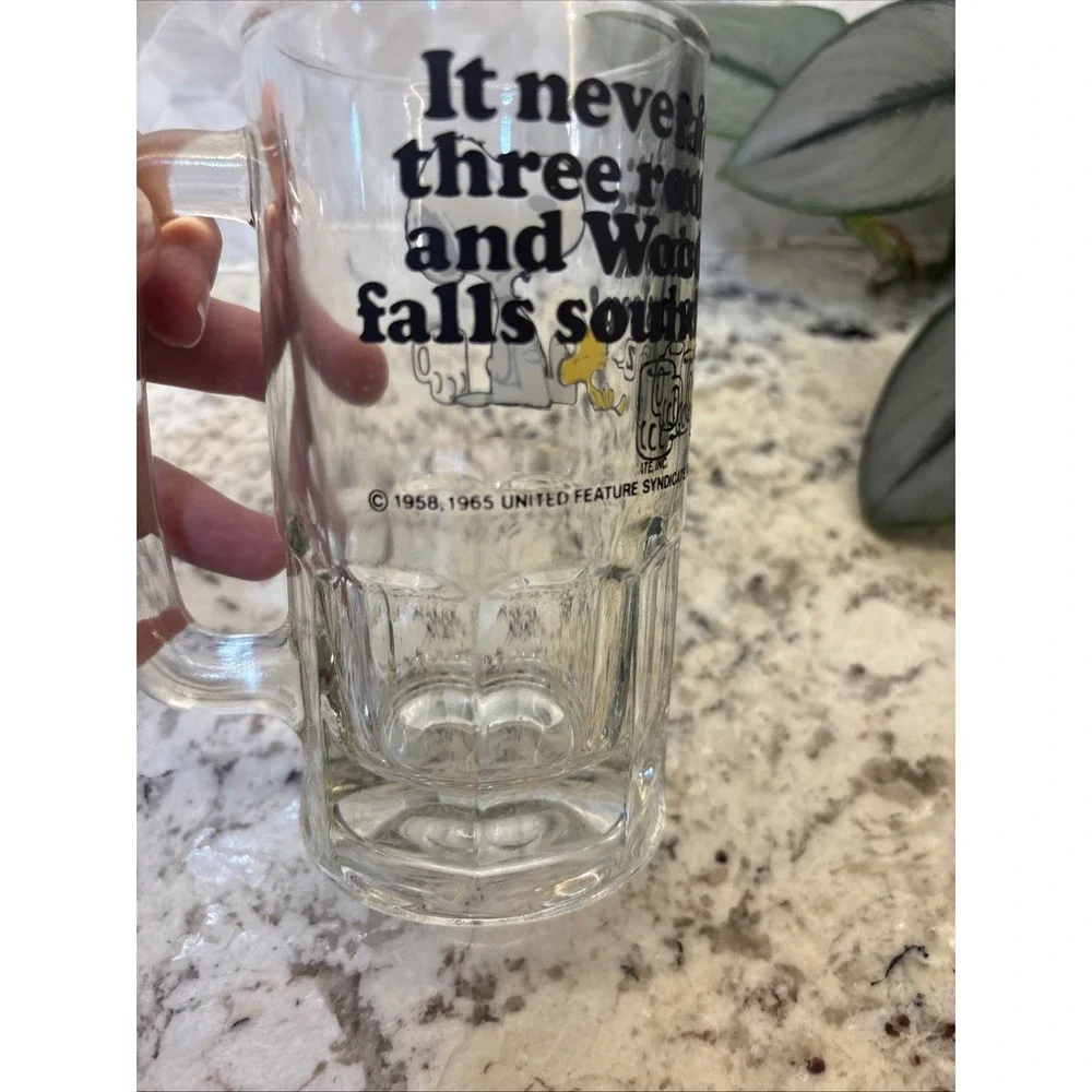 VTG 1965‎ Peanuts SNOOPY + WOODSTOCK Root Beer Mug - United Feature Syndicate